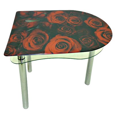 стеклянный стол розы