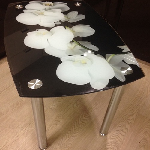 Стеклянный  стол орхидея       